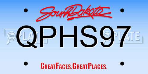 QPHS97 South Dakota License Plate