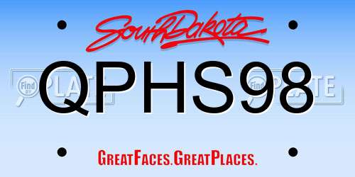 QPHS98 South Dakota License Plate