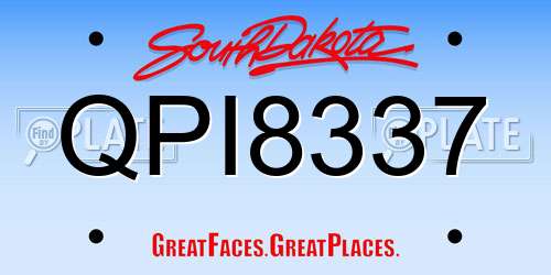 QPI8337 South Dakota License Plate