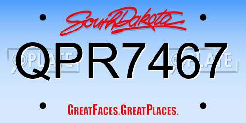 QPR7467 South Dakota License Plate
