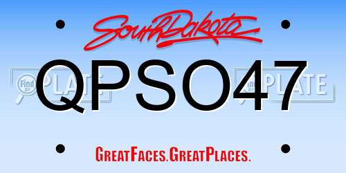 QPSO47 South Dakota License Plate