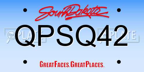 QPSQ42 South Dakota License Plate