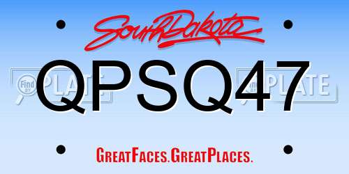 QPSQ47 South Dakota License Plate