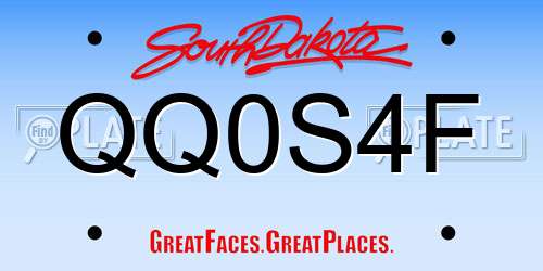 QQ0S4F South Dakota License Plate