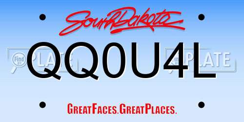 QQ0U4L South Dakota License Plate
