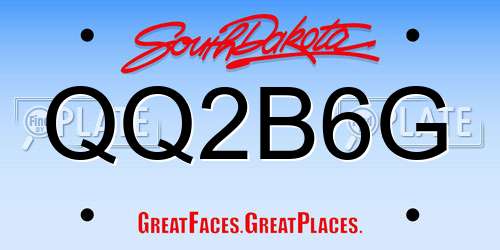 QQ2B6G South Dakota License Plate