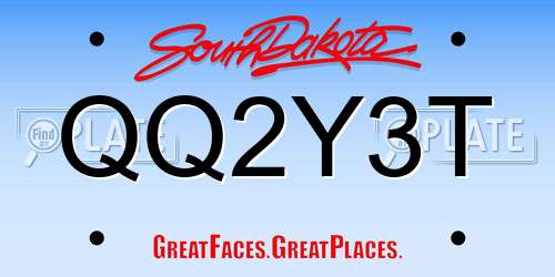 QQ2Y3T South Dakota License Plate