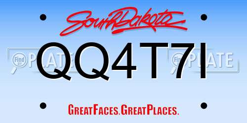 QQ4T7I South Dakota License Plate