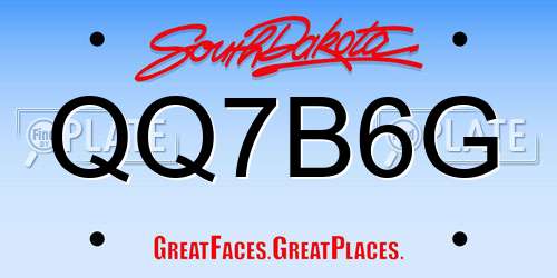 QQ7B6G South Dakota License Plate