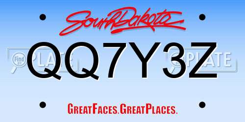 QQ7Y3Z South Dakota License Plate