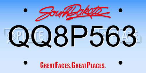 QQ8P563 South Dakota License Plate