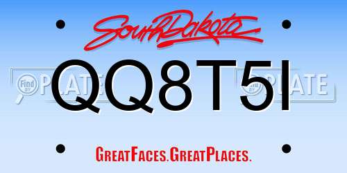 QQ8T5I South Dakota License Plate