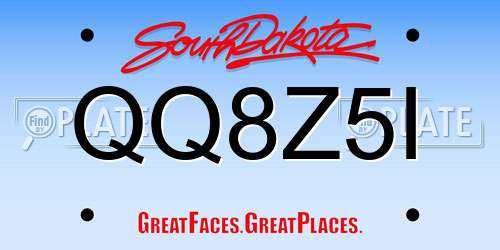 QQ8Z5I South Dakota License Plate