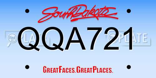 QQA721 South Dakota License Plate
