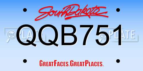 QQB751 South Dakota License Plate
