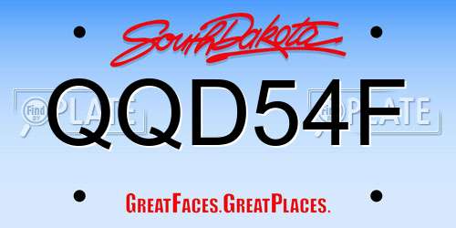 QQD54F South Dakota License Plate