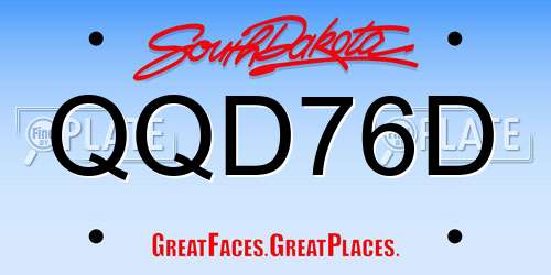 QQD76D South Dakota License Plate