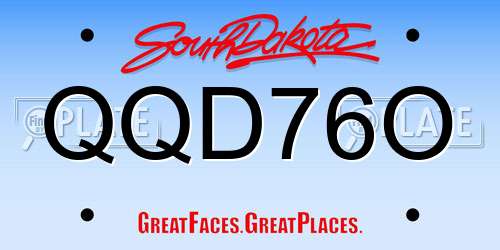QQD76O South Dakota License Plate