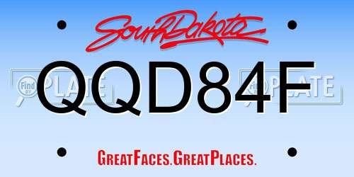 QQD84F South Dakota License Plate