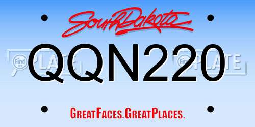 QQN220 South Dakota License Plate