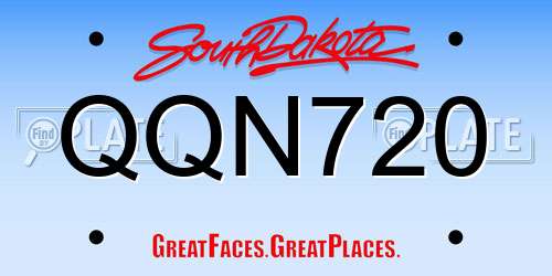 QQN720 South Dakota License Plate