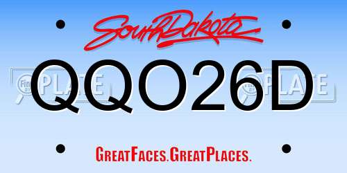 QQO26D South Dakota License Plate
