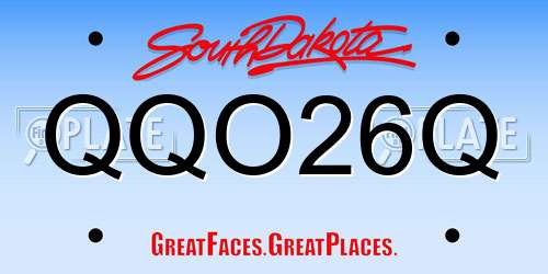 QQO26Q South Dakota License Plate