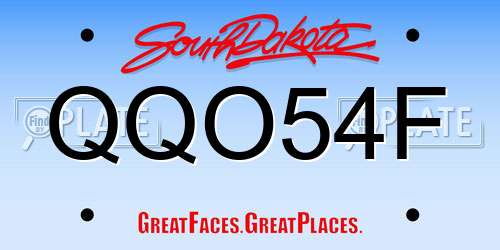 QQO54F South Dakota License Plate