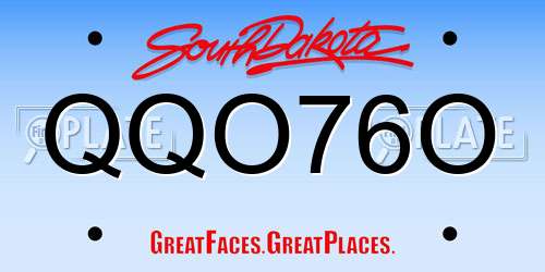 QQO76O South Dakota License Plate