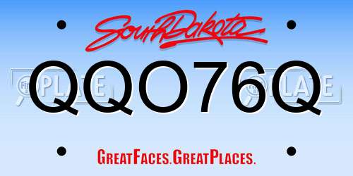 QQO76Q South Dakota License Plate