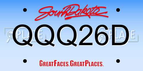 QQQ26D South Dakota License Plate
