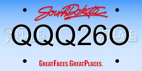 QQQ26O South Dakota License Plate
