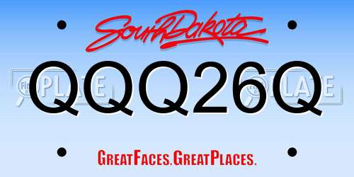 QQQ26Q South Dakota License Plate