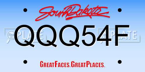 QQQ54F South Dakota License Plate