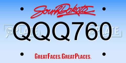QQQ760 South Dakota License Plate
