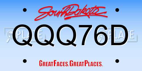 QQQ76D South Dakota License Plate