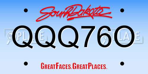 QQQ76O South Dakota License Plate