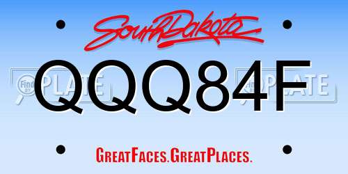 QQQ84F South Dakota License Plate