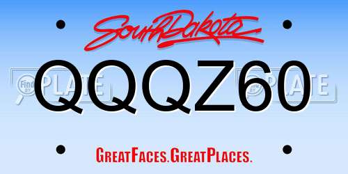 QQQZ60 South Dakota License Plate