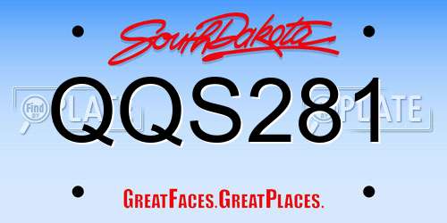 QQS281 South Dakota License Plate