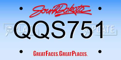QQS751 South Dakota License Plate