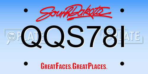 QQS78I South Dakota License Plate
