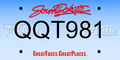 QQT981 South Dakota License Plate