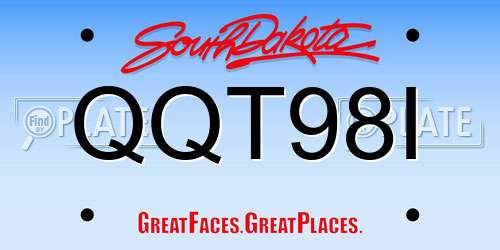 QQT98I South Dakota License Plate