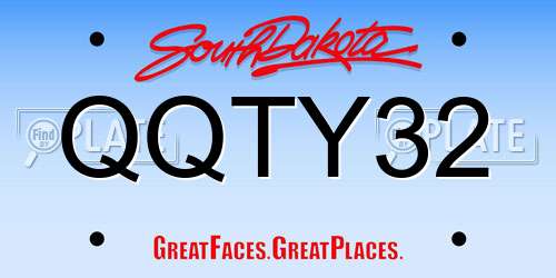 QQTY32 South Dakota License Plate