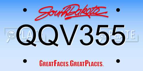 QQV355 South Dakota License Plate