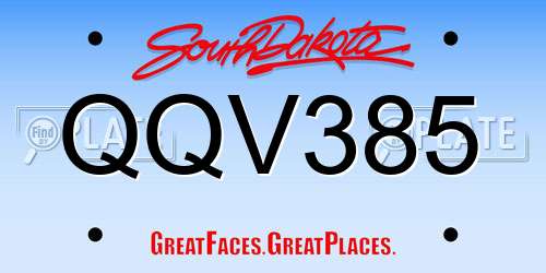 QQV385 South Dakota License Plate