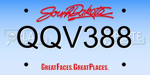QQV388 South Dakota License Plate
