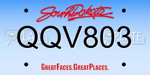 QQV803 South Dakota License Plate