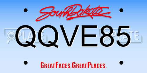 QQVE85 South Dakota License Plate
